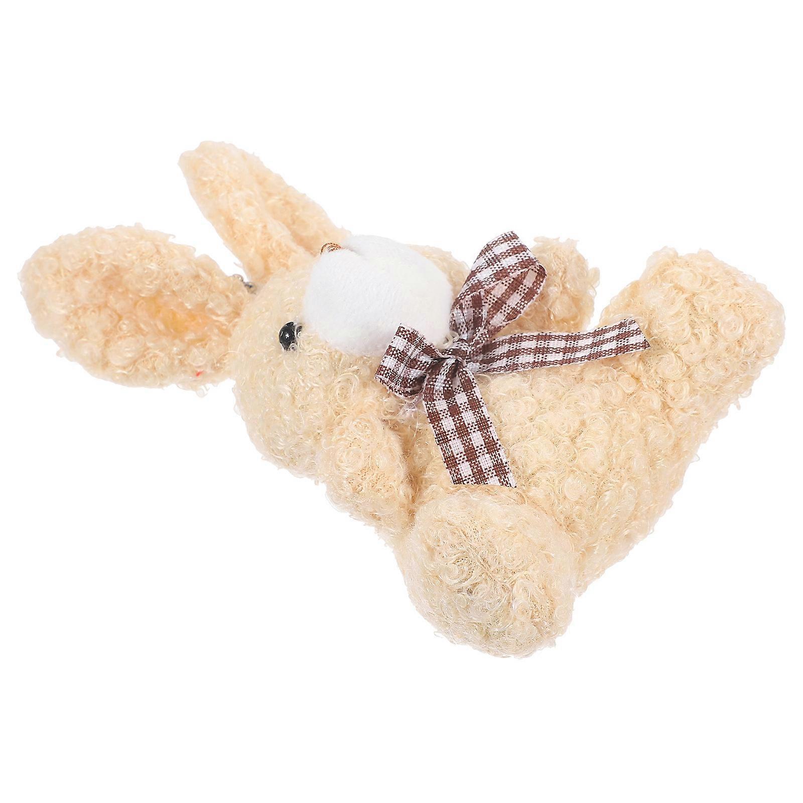 Animal Bag Pendant Soft Bunny Keychain Bow Tie Shape Flannel Backpack Accessory Kids 1Set