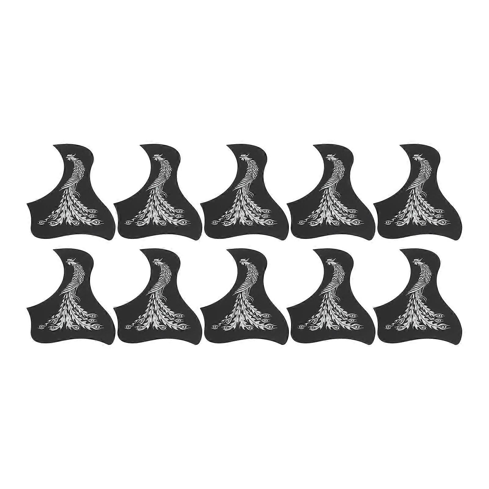 Guitar Pickguard Classic Anti Scratch Plate Protective Instrument Accessory Bird Type Phoenix Pattern 10Pcs Silver