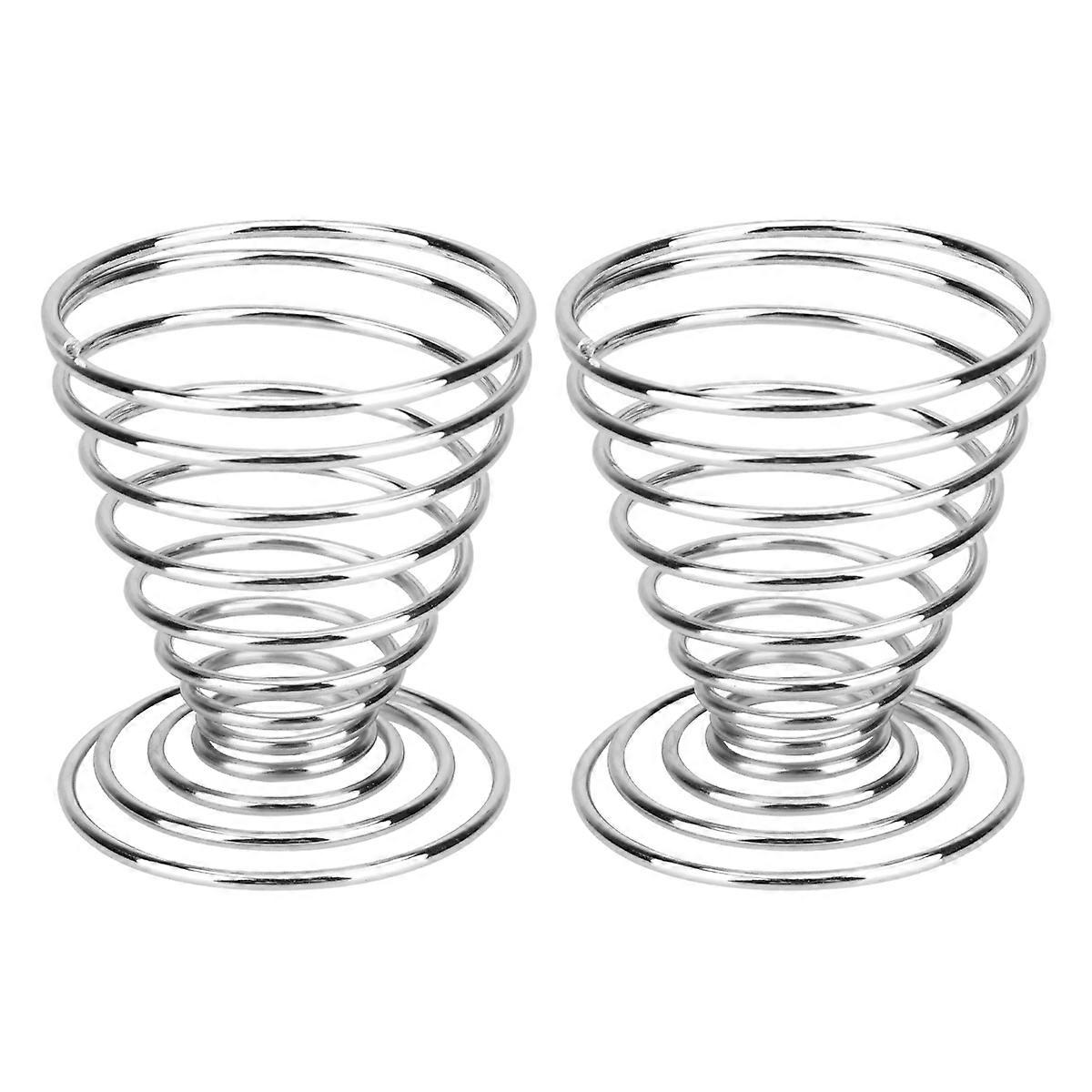 Egg Container Soft Boiled Egg Cups Stainless Steel Egg Cup Mini Spring Wire Design 2Pcs