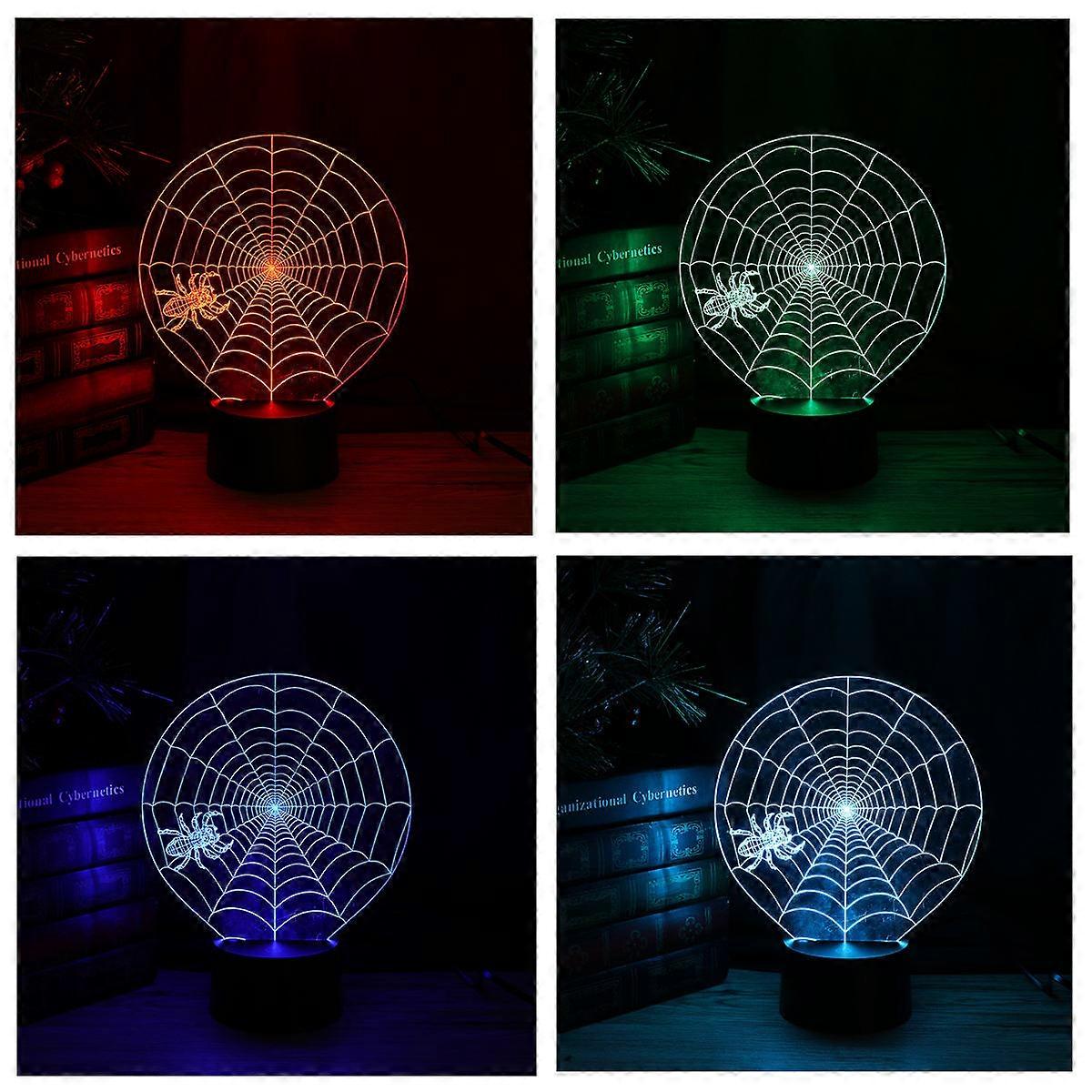 3D Led Lamp 3D Spider Web Design Led Lamp Playroom Modern Style Usb Powered 1Set