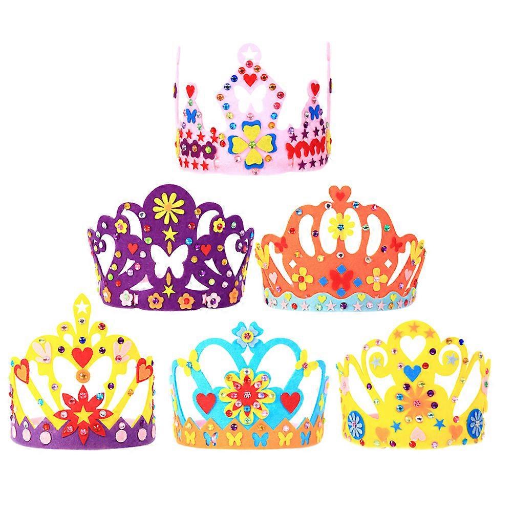 Crown Hats for Kids DIY Headwear Accessory Photo Prop Gift Princess Style NonWoven 4.7x4.7x3.9in 6Sets