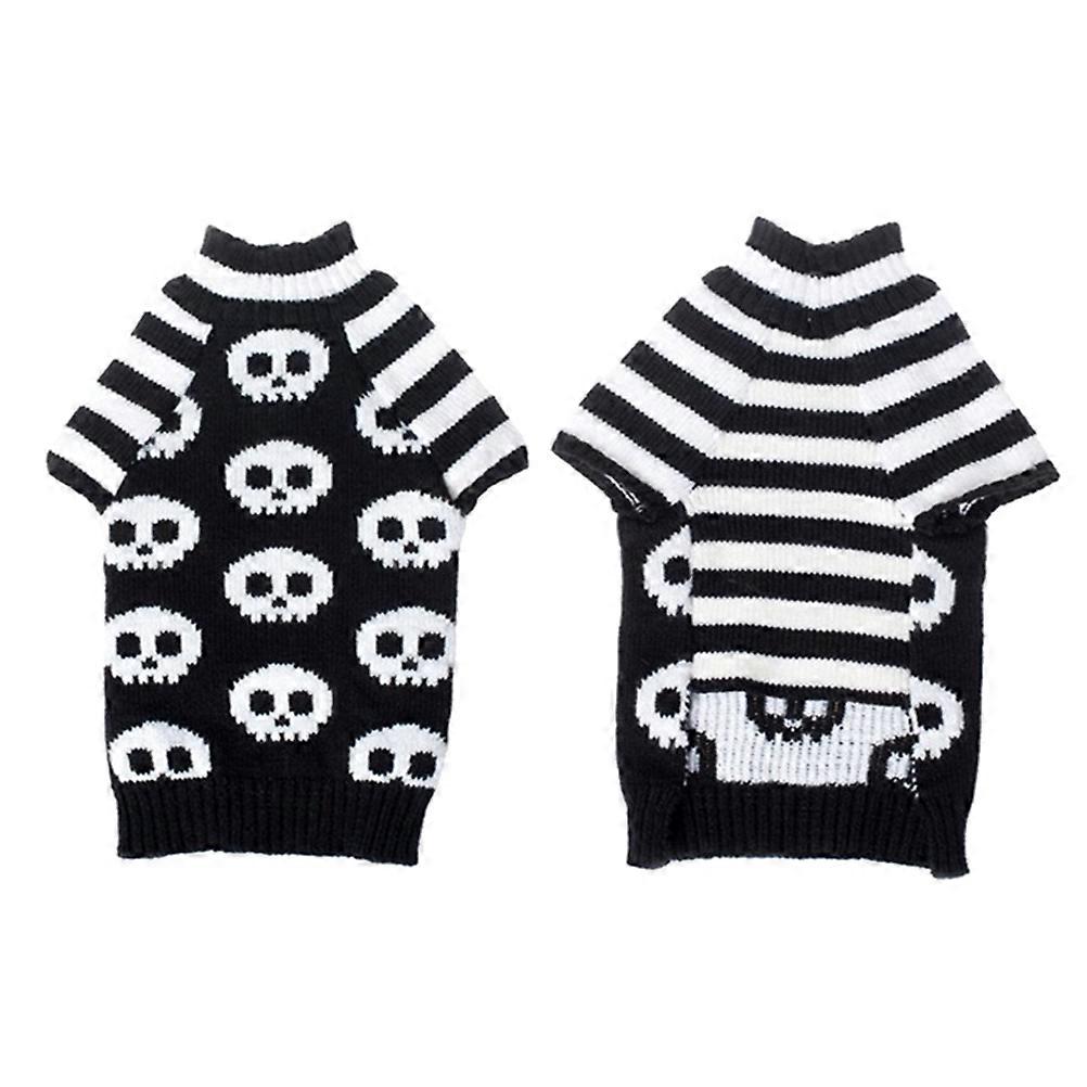 Halloween Dog Costume Skull Heads Sweaters Small Dog Outfit Pet Clothes Xxs Acrylic Warmth Sleeping 1Set