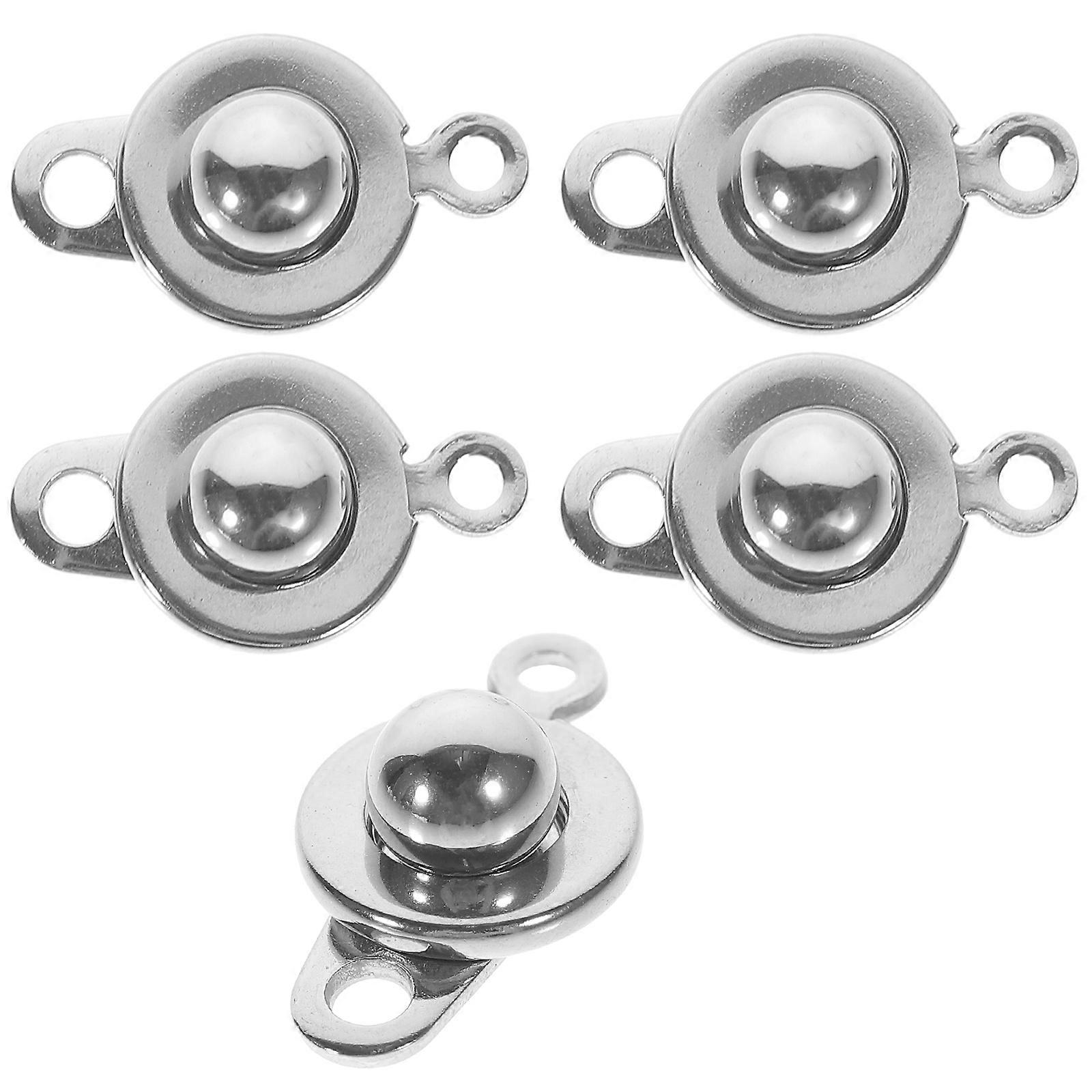 Stainless Steel Snap Clasps for DIY Jewelry Making 5 Pieces Silver Color Small and Compact Size