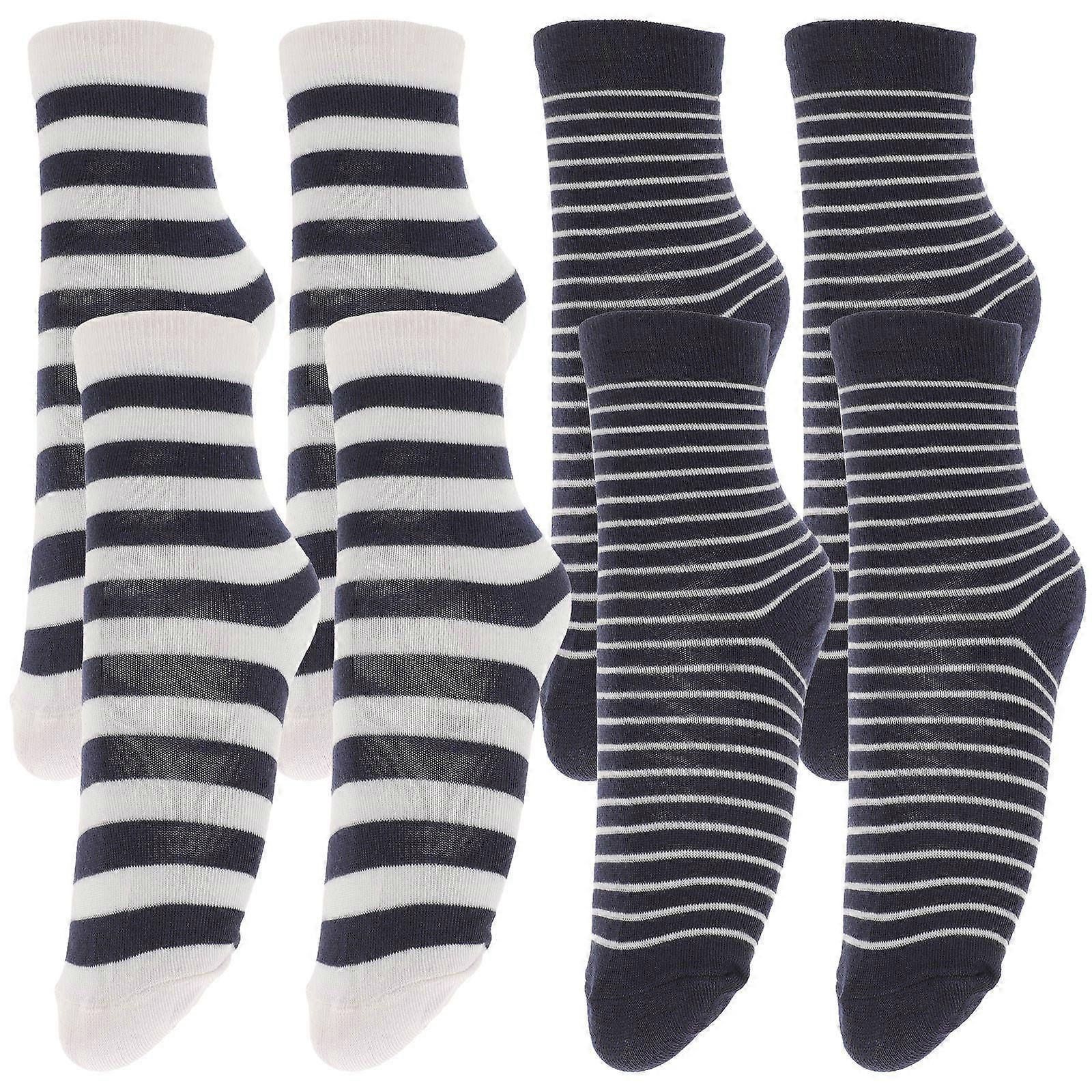 Comfortable Calf Socks for Girls in Assorted Colors, Trendy Striped Design, One Size Fits All, Cotton Material