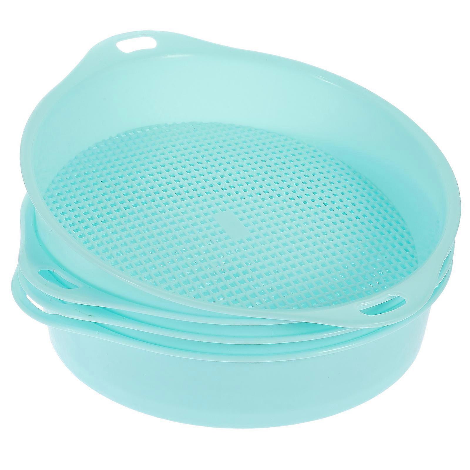 Blue Plastic Garden Sieve tool for Balcony Mini Garden with Handle Light Weight Easy to Operate 4pcs