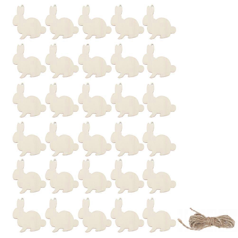 Adorable Beige Rabbit Shape Pendants for Adornment Made of Durable Plastic with Ropes 30 Pieces