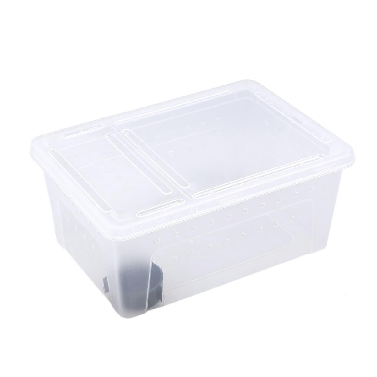 Plastic Storage Case for Reptiles Breeding Box Feeding Hatching Container for Spider Scorpion Gecko Snake Tortoise 1 Set White