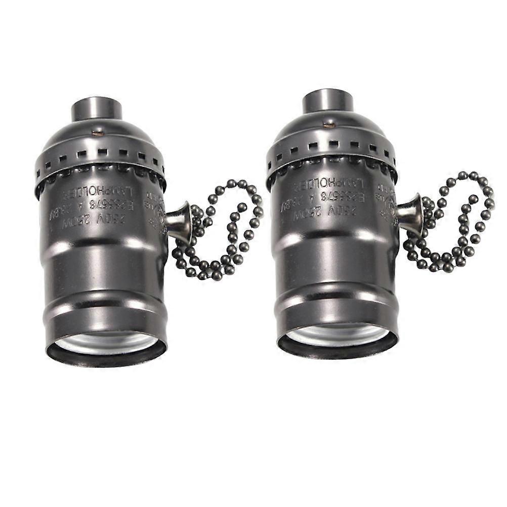 Light Fixture Parts Lamp Base Kit E26 For Home Lighting Replace Damaged Bulb Socket 7x3.5cm Black Pearl 2Pcs