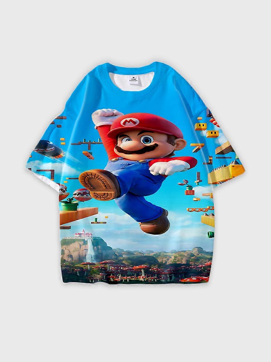 T-Shirt Round Neck Pattern Loose Fit Short Sleeve D2194