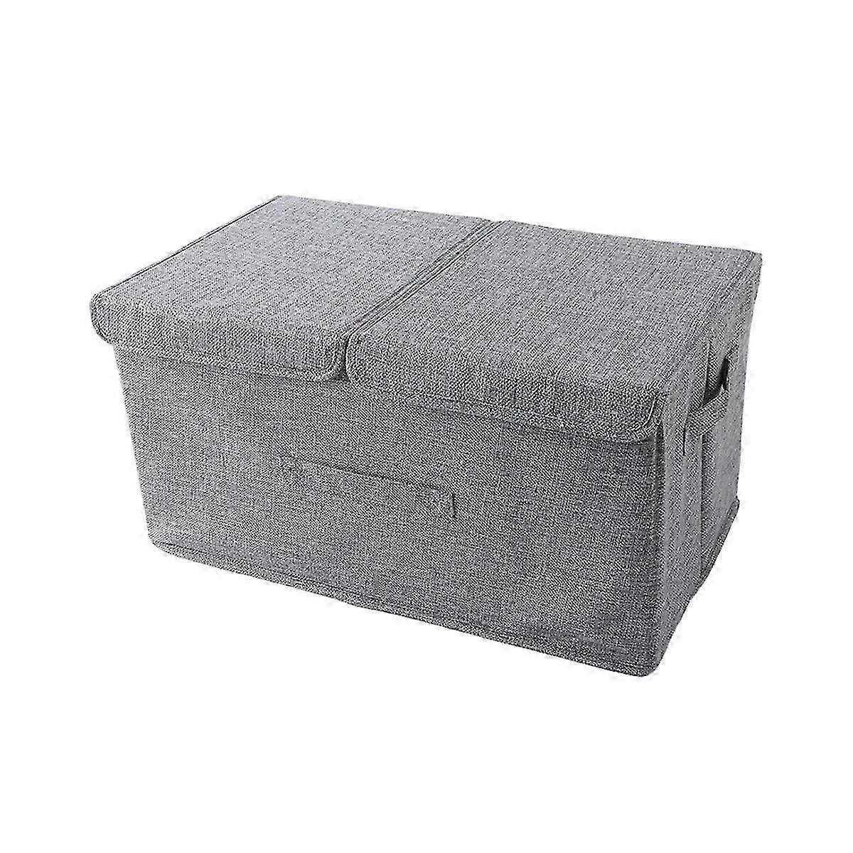 Storage box fabric, storage boxes, wardrobe organizer with lid, foldable, storage boxes for closet, (gray)