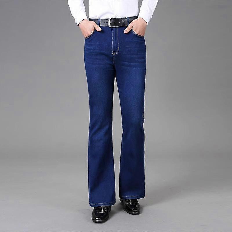 Men's Elastic Thin Flared Jeans Men's Mid-Rise Denim Flared Trousers