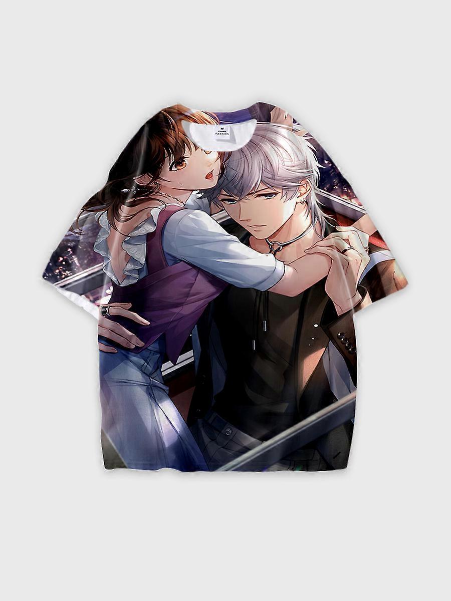 T-shirt round neck Role Pattern loose short sleeve E2420