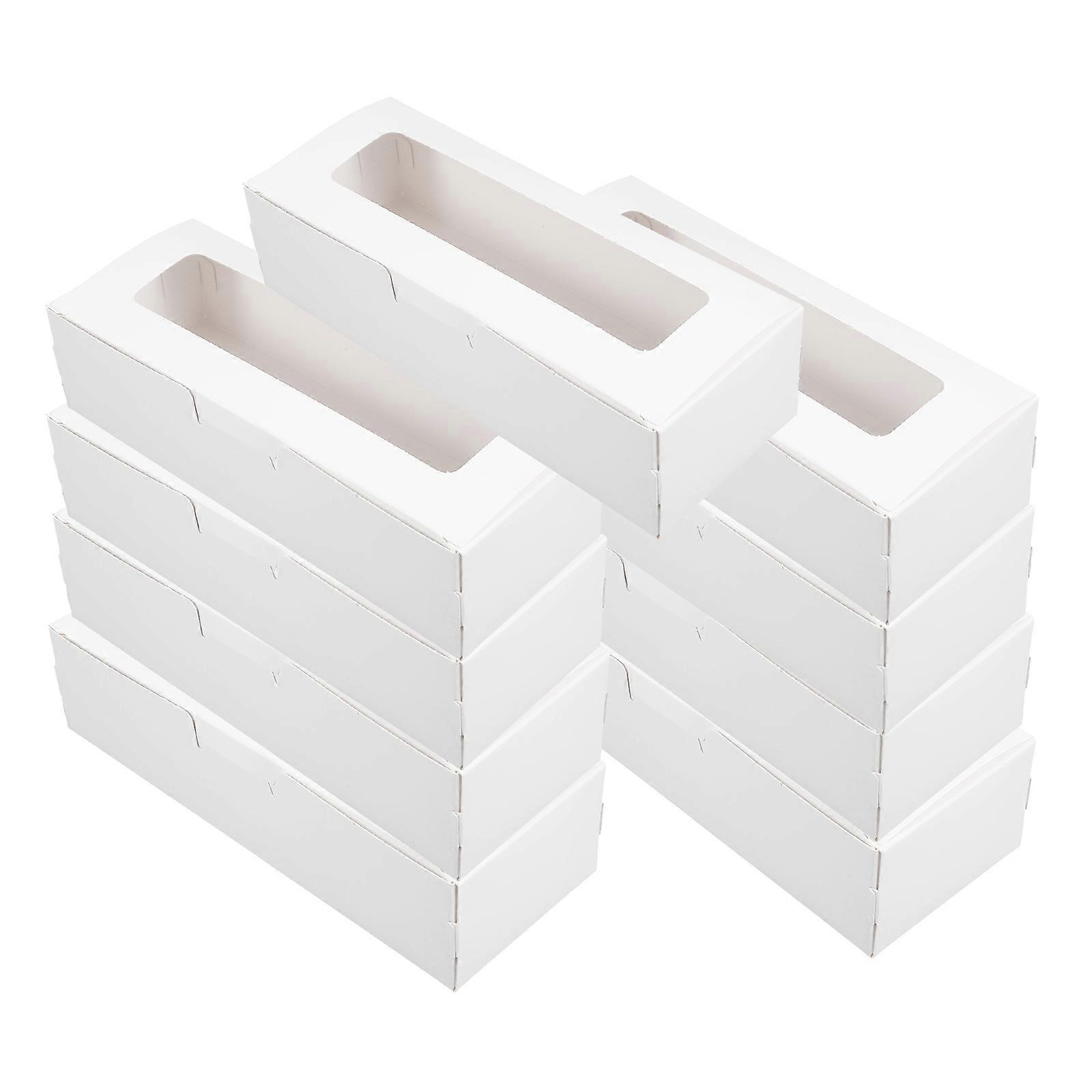 White Macaron Boxes with Window for Gift Wrapping Lightweight Portable Dessert Packaging Boxes 10pcs
