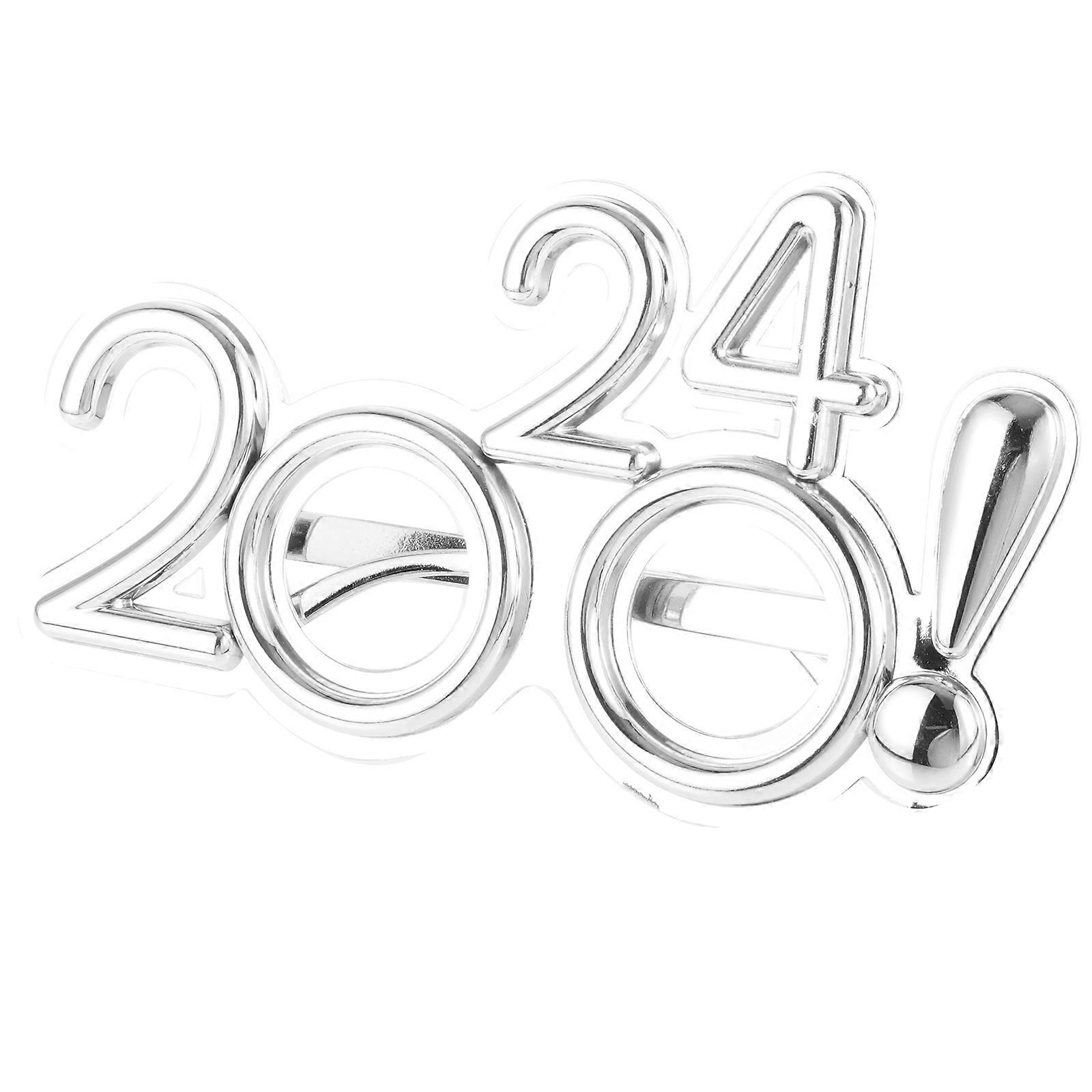 New Year's Eve Decoration New Year Glasses For New Year's Eve Party Festive Design 19.5x11.5cm Silver 1 Pair