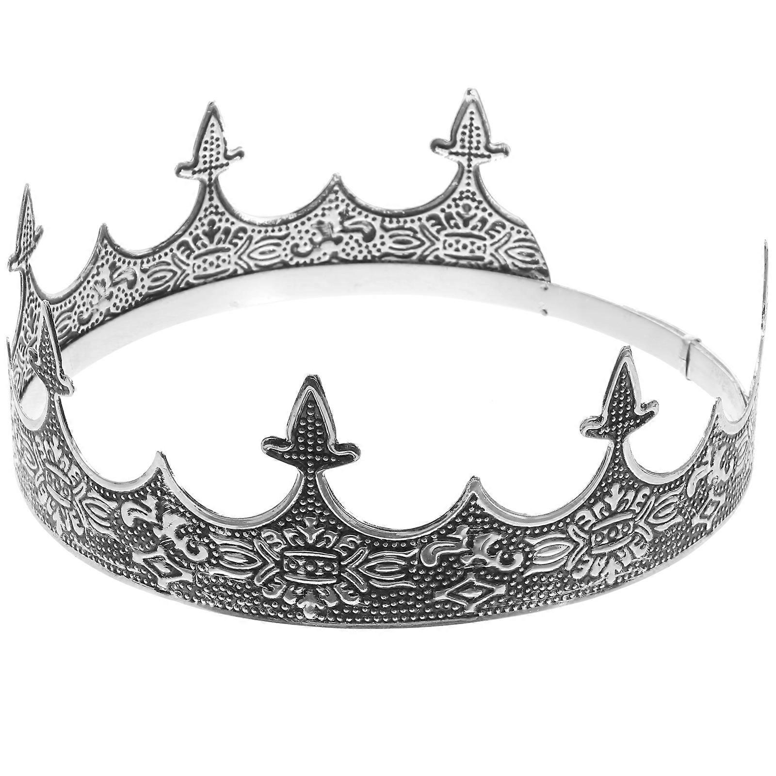 Here's a polished and professional product description based on your input:
**Men's Adjustable Metal Crown Headdress – Eye Catching Accessory for