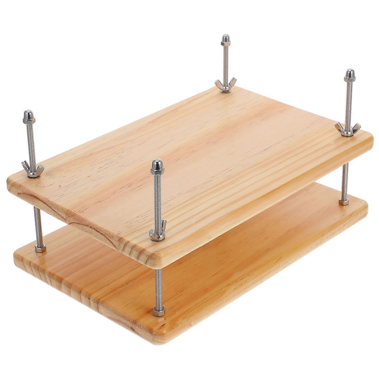 Wooden Book Press Tool for Binding Crafted with Strong Wood and Metal Materials Khaki 7.5 x 5.2 inches