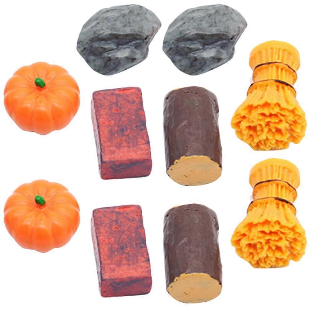 Farm Decor Set with 10 Pieces Resin Accessories for Yard Decoration and Doll House Scene Creating