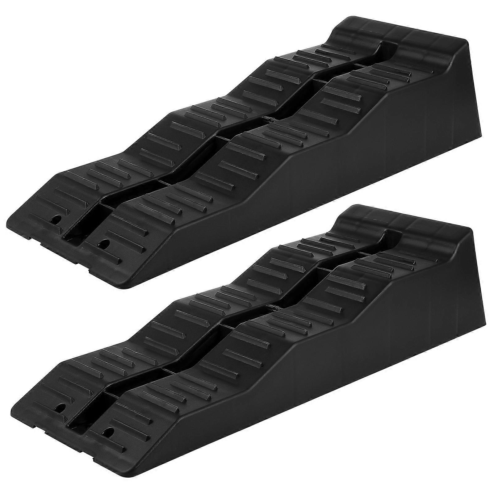 Rv Leveling Ramps Trailer Blocks Stabilizing Vehicle Camping 56.50X20.00X13.00CM Black 2Pcs