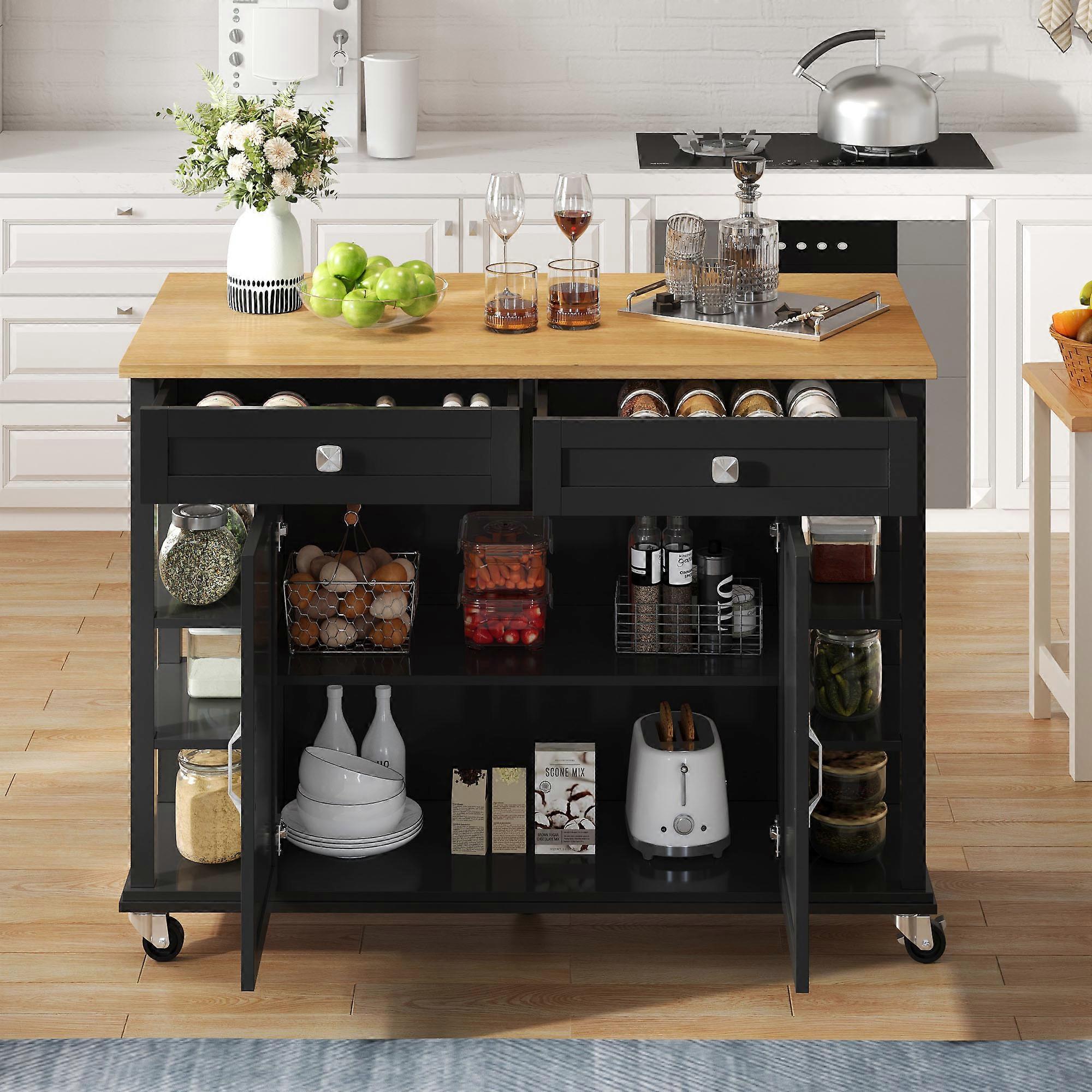 kashemano multifunctional mobile dining cart:,black open storage , foldable tabletop