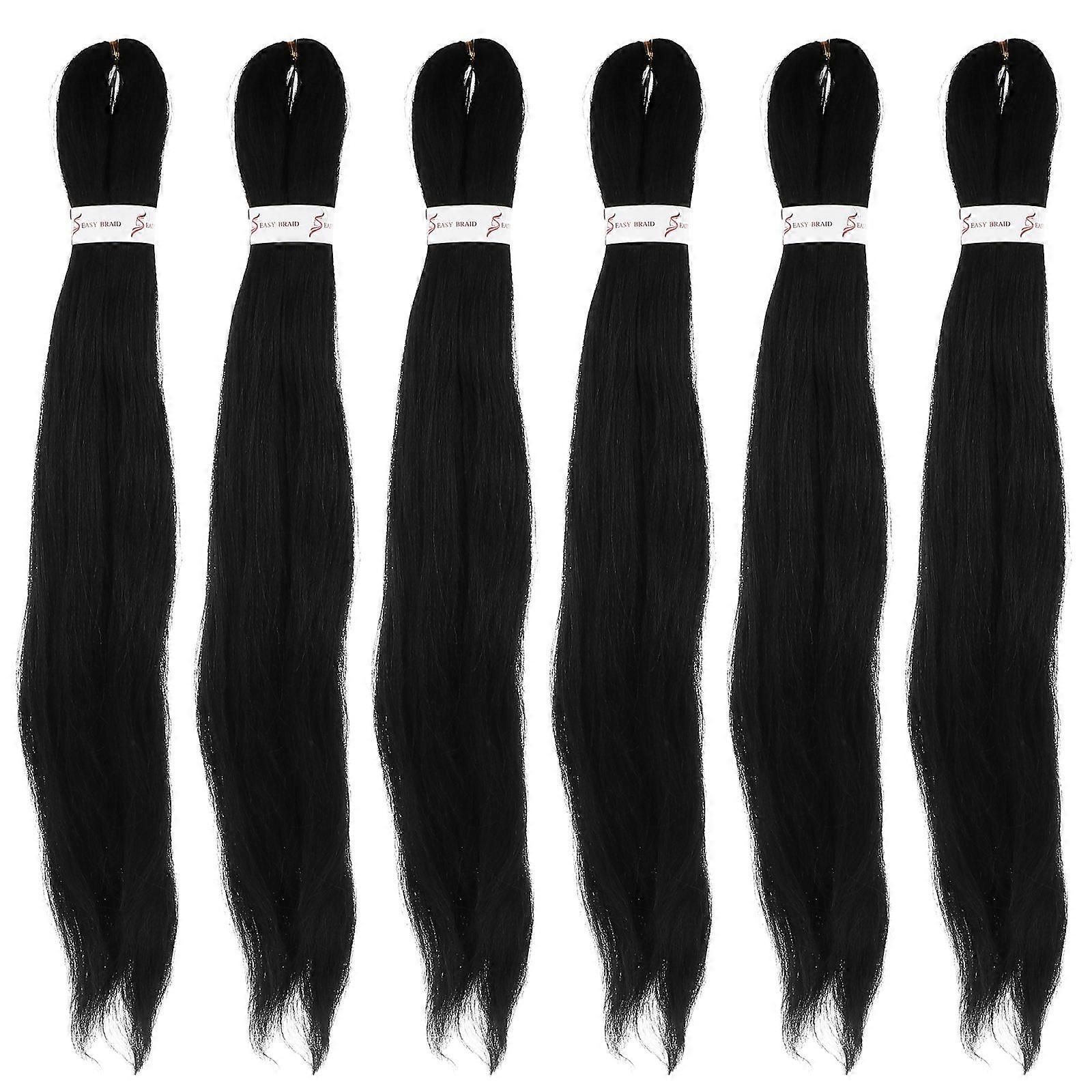 Pre Stretched Braiding Hair Extensions for Decoration in Black Color 6 Pieces