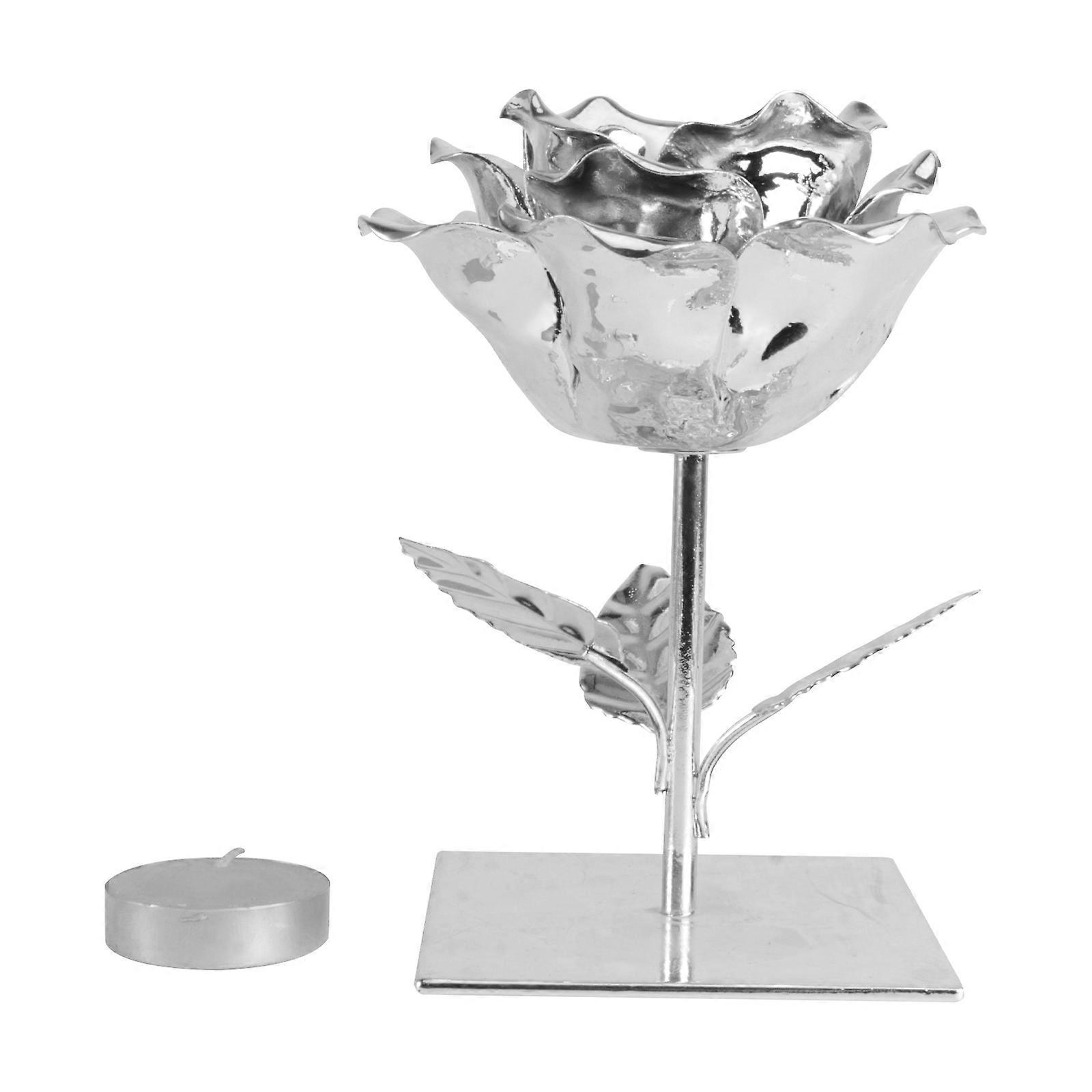 Decorative Tealight Candle Holder in Silver Color with Iron Material for Elegant Tabletop Displays