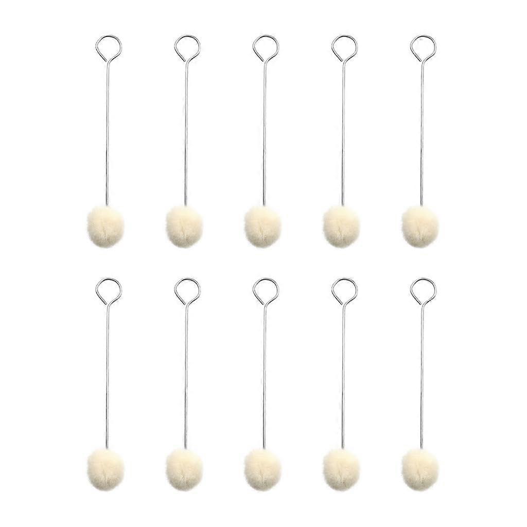 Wool Ball Leather Dyeing Tool, 12.4 cm Length, Brush With Steel Handle, Set of 10