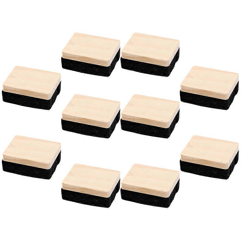 Multi Color Dust Free Chalkboard Erasers Wooden Felt Material for Home Use Lightweight Compact 10Pcs