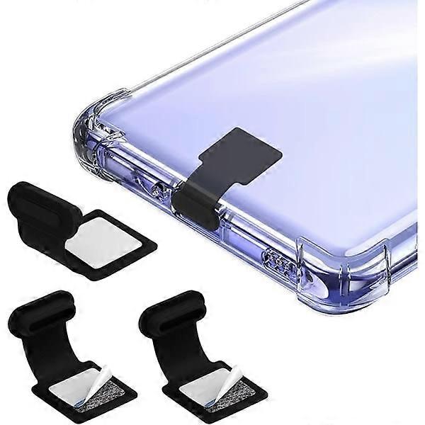 3-Pack Dust Cover for USB C Type C Port, Silicone Dust Plug for Phone Type C, Dust Cover with Removable Glue, Black