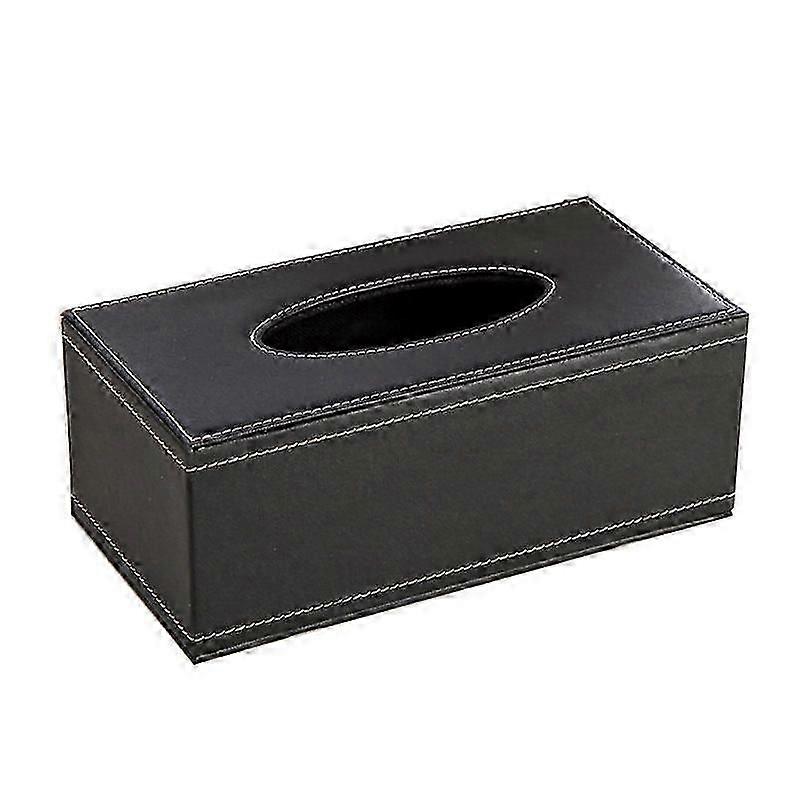 Rectangular Black PU Leather Tissue Box Holder for Bathroom and Car Use