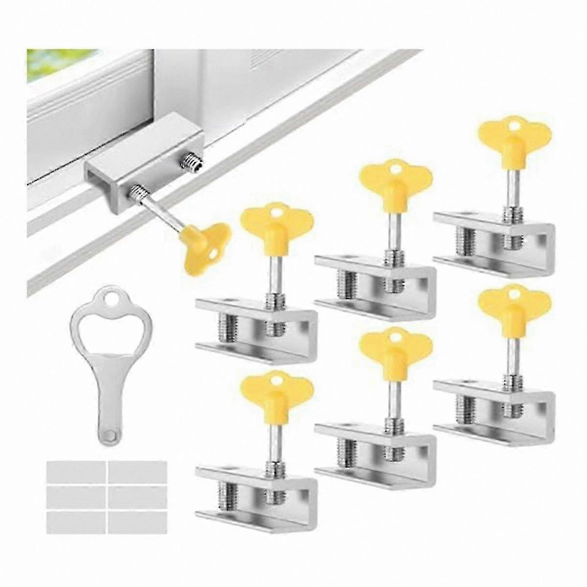 6 Pack Window and Door Locks for Home Safety, Childproof Sliding Window Stoppers, Security Devices for Windows and Doors