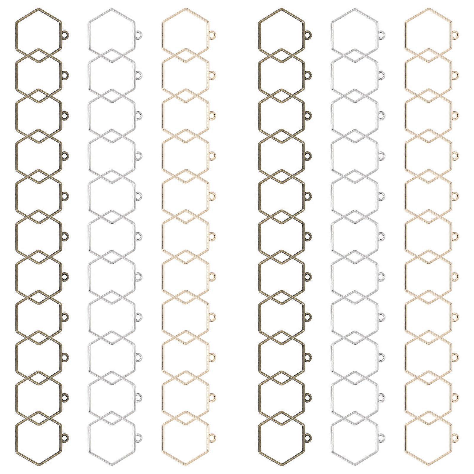 60pcs Assorted Color Alloy Bezel Pendants for DIY Resin Jewelry Making Bracelets and Decor 25x20mm
