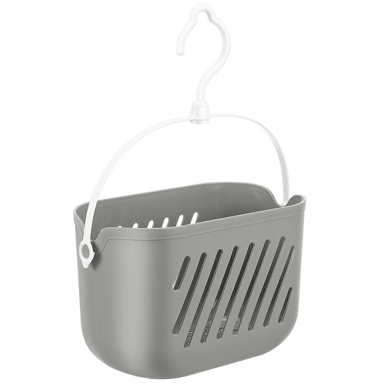 Grey Plastic Storage Basket with Hook for Hanging Kitchen