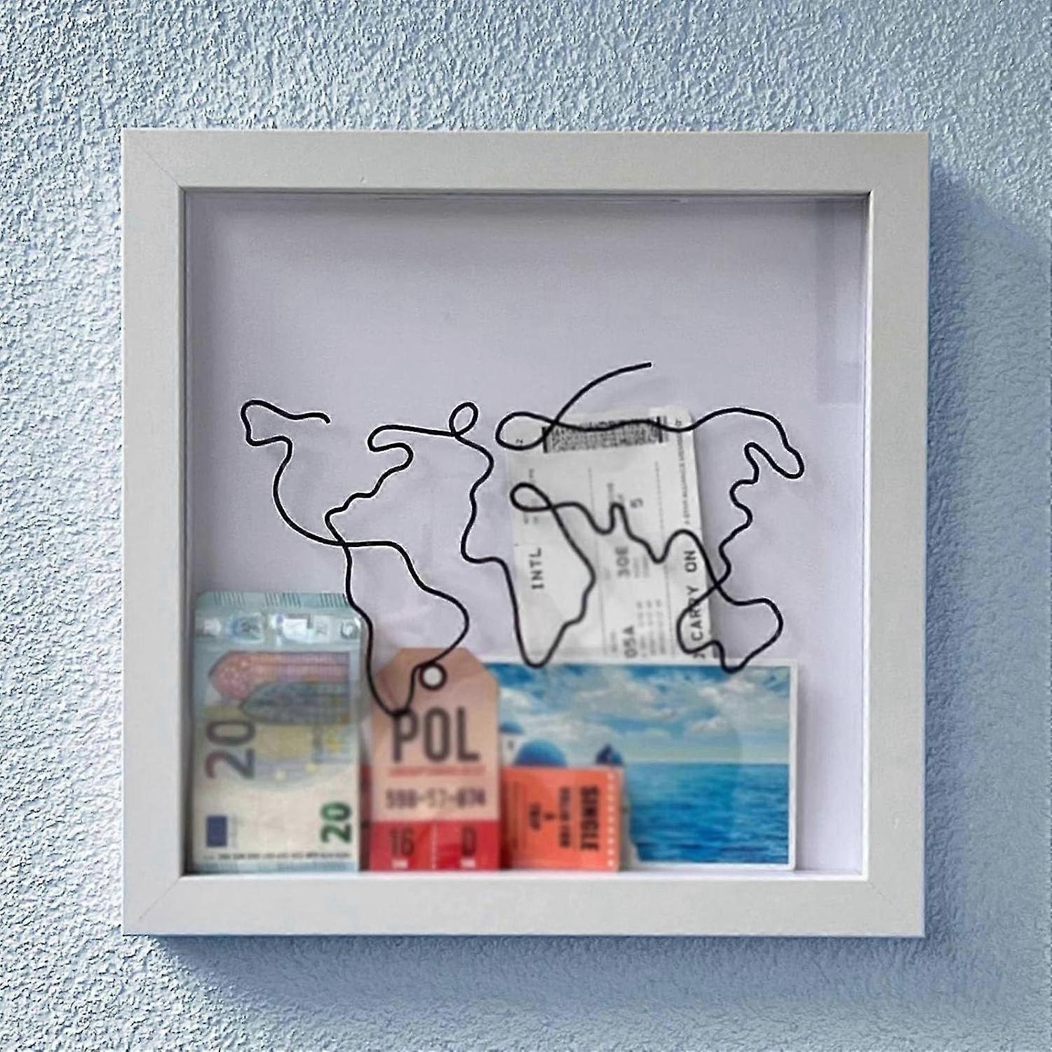 Travel Adventure Ticket Keepsake Box, Ticket Shadow Box with Slot Collection Box Ticket Shadow Box M