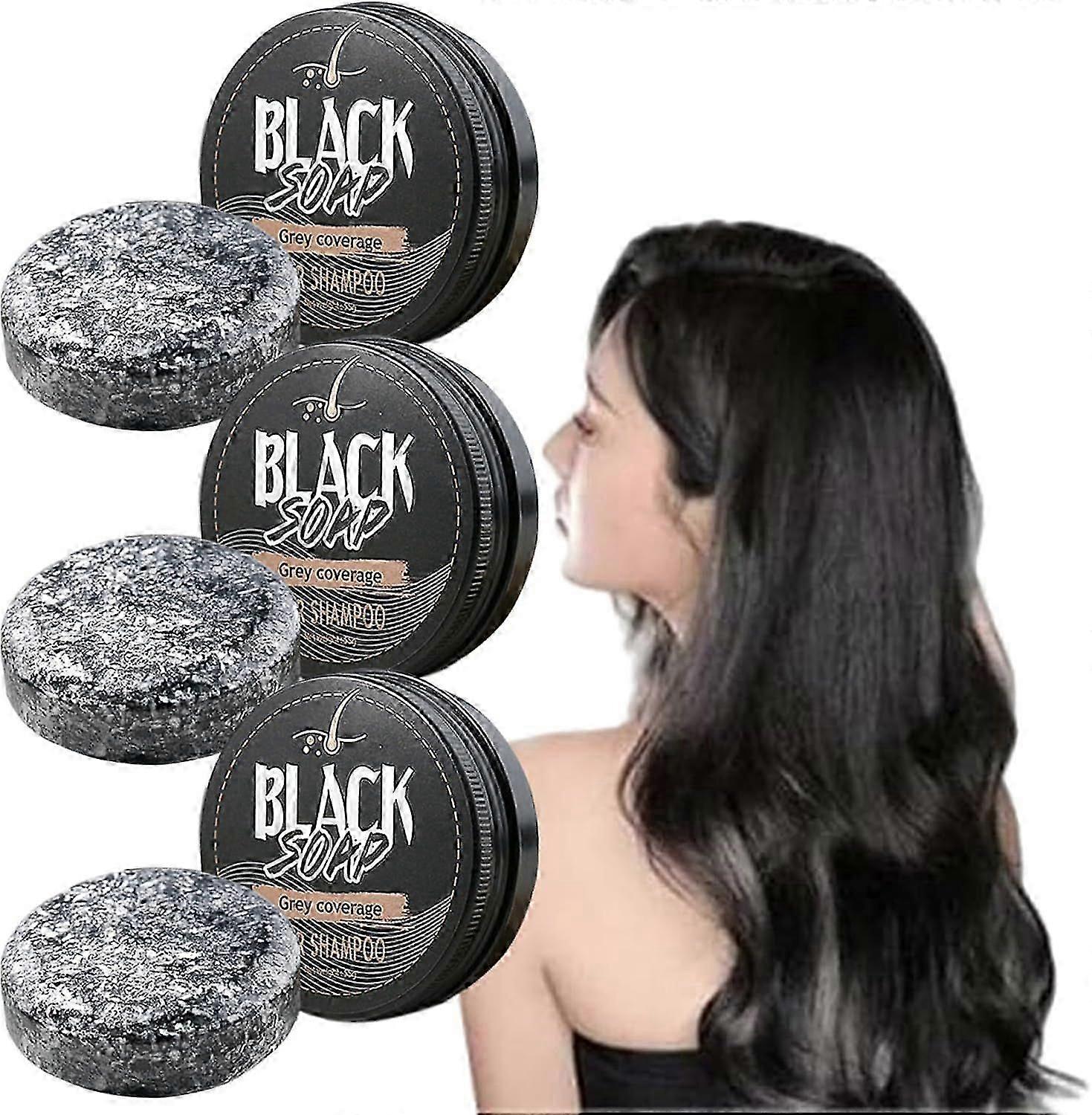 白髪リバースバー、白髪用ブラックソープ、女性用天然成分ヘアシャンプーバー男性用頭皮をリフレッシュシャイニーヘア