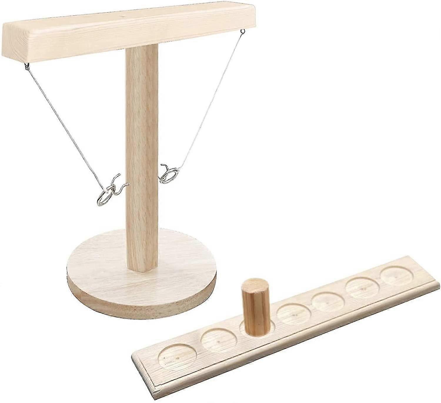 Ring Toss Shot Games Handheld Board Beige 7 Holes