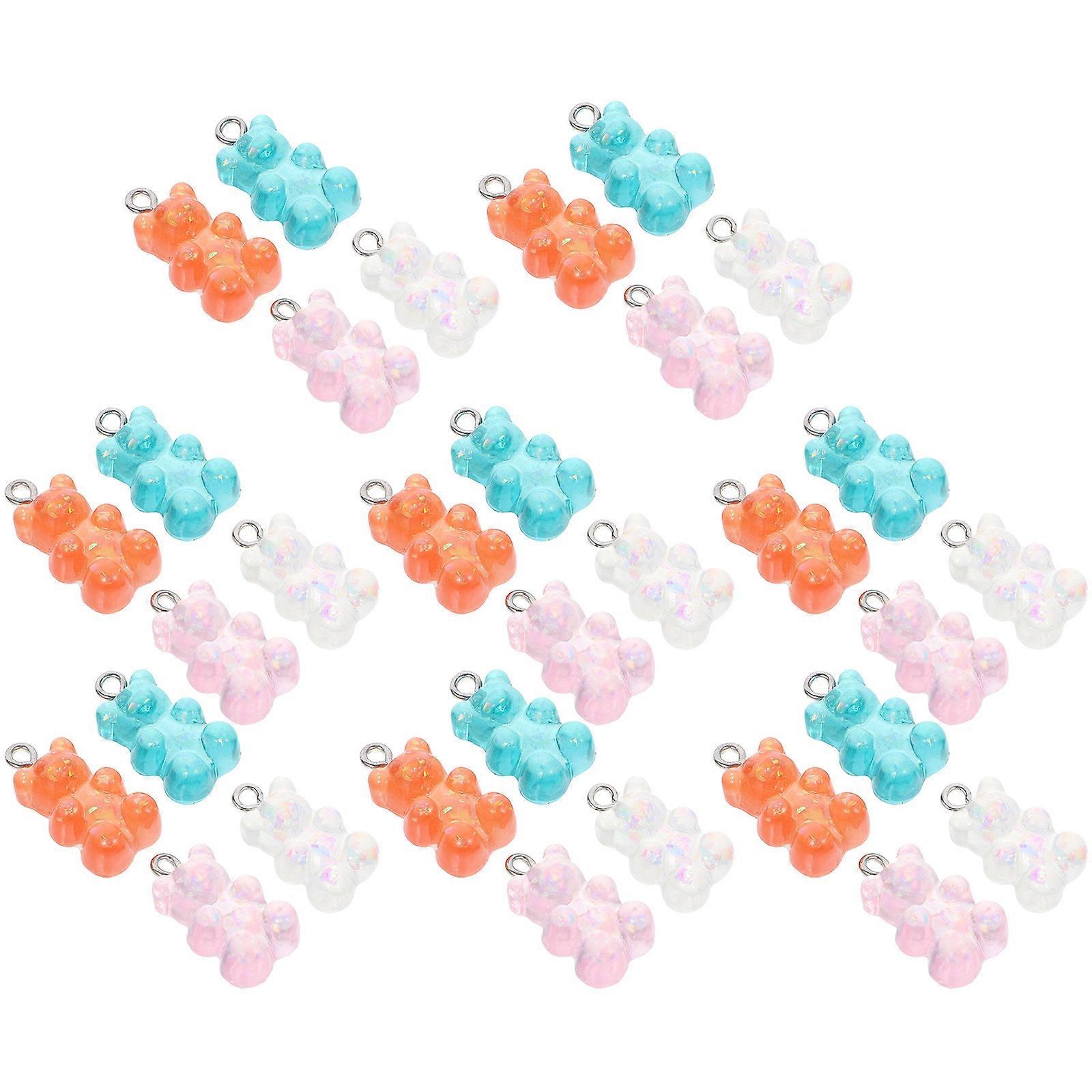 40pcs Assorted Color Resin Bear Charms for DIY Jewelry Making and Crafting Projects