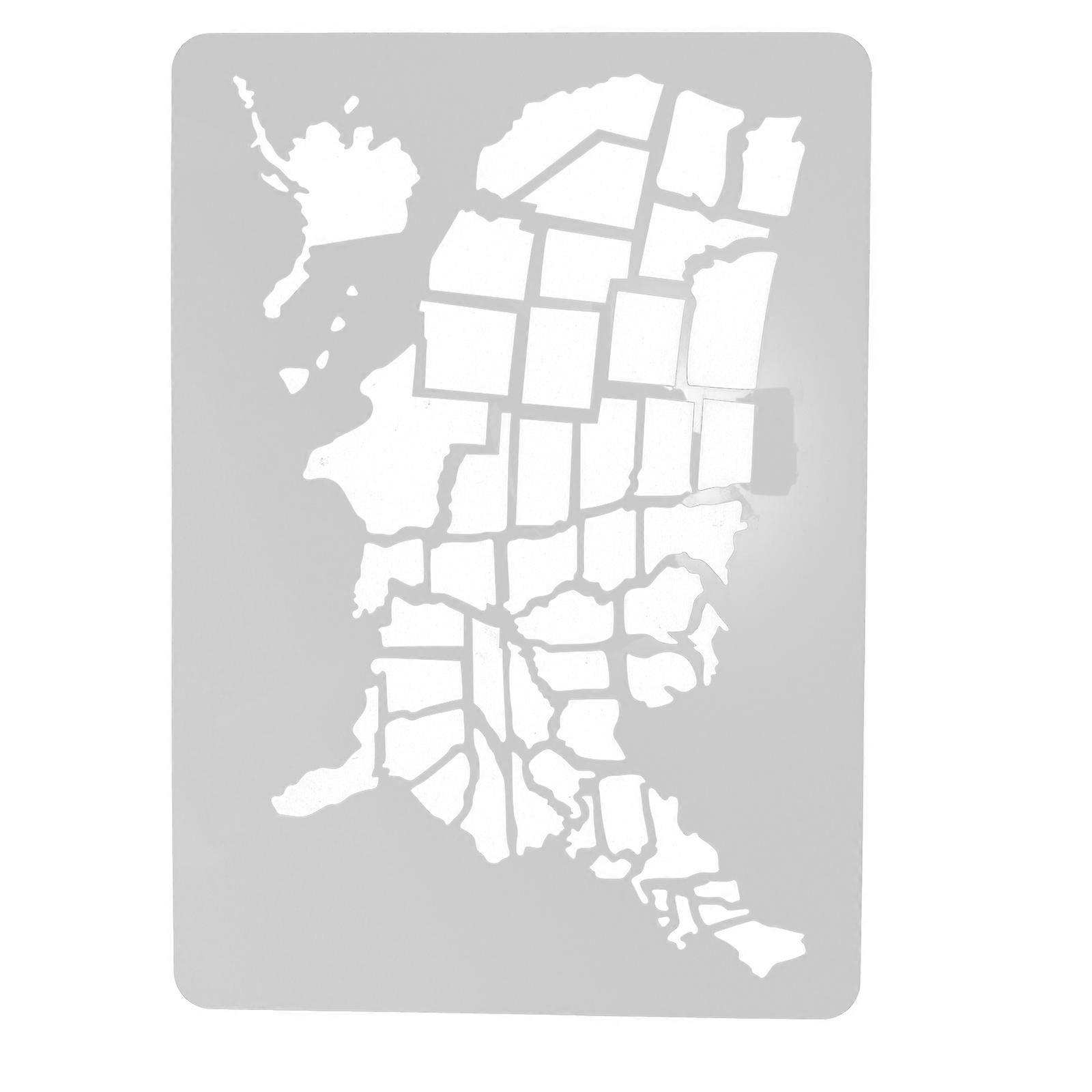 Beige Plastic Wall Art stencil for Drawing with Large American Map Design Suitable for Home Office Decor