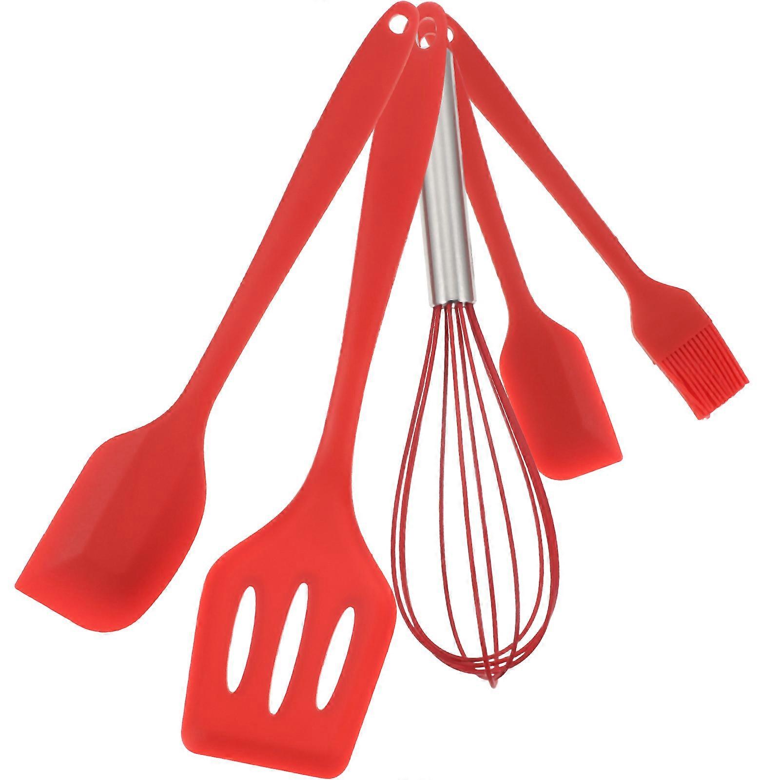 Silicone Turner Utensil For Baking And Grilling Designed For Kitchen Utensils In Red 1 Set