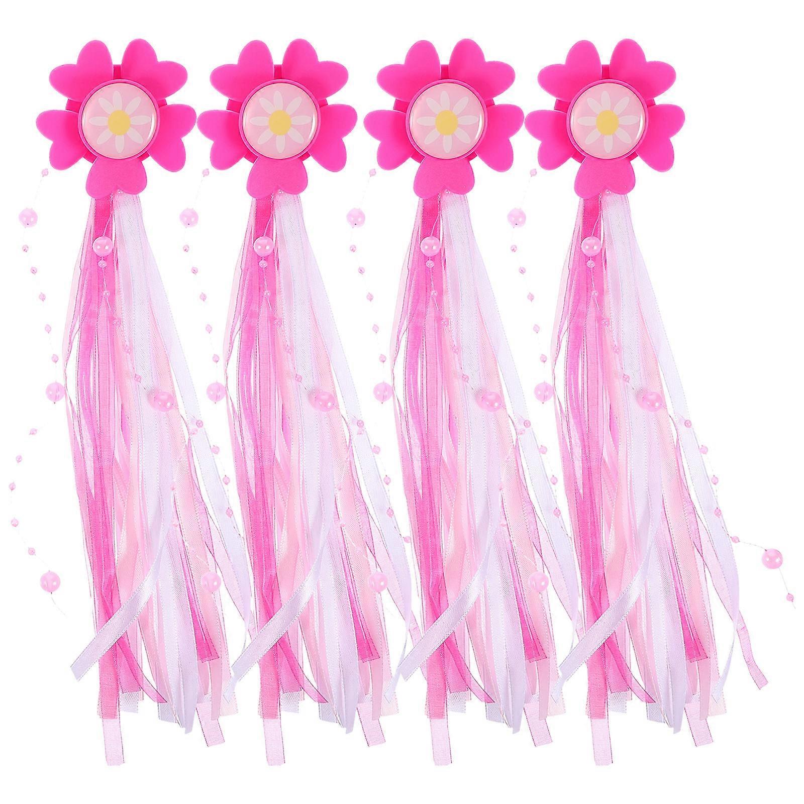 Bike Streamers Set of 4 Durable Glittery Ribbons Tassels for Handlebar Scooter Tricycle Decoration Easy to Attach Fun Riding Accessory