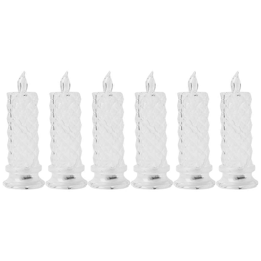 Transparent Crystal LED Candlestick with Stable Base for Decor Material 6pcs