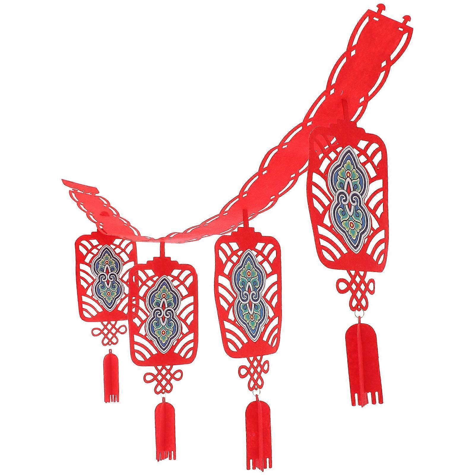 Spring Festival Banner Creative Shape Chinese Traditional Style Shop Window Decor 1Set