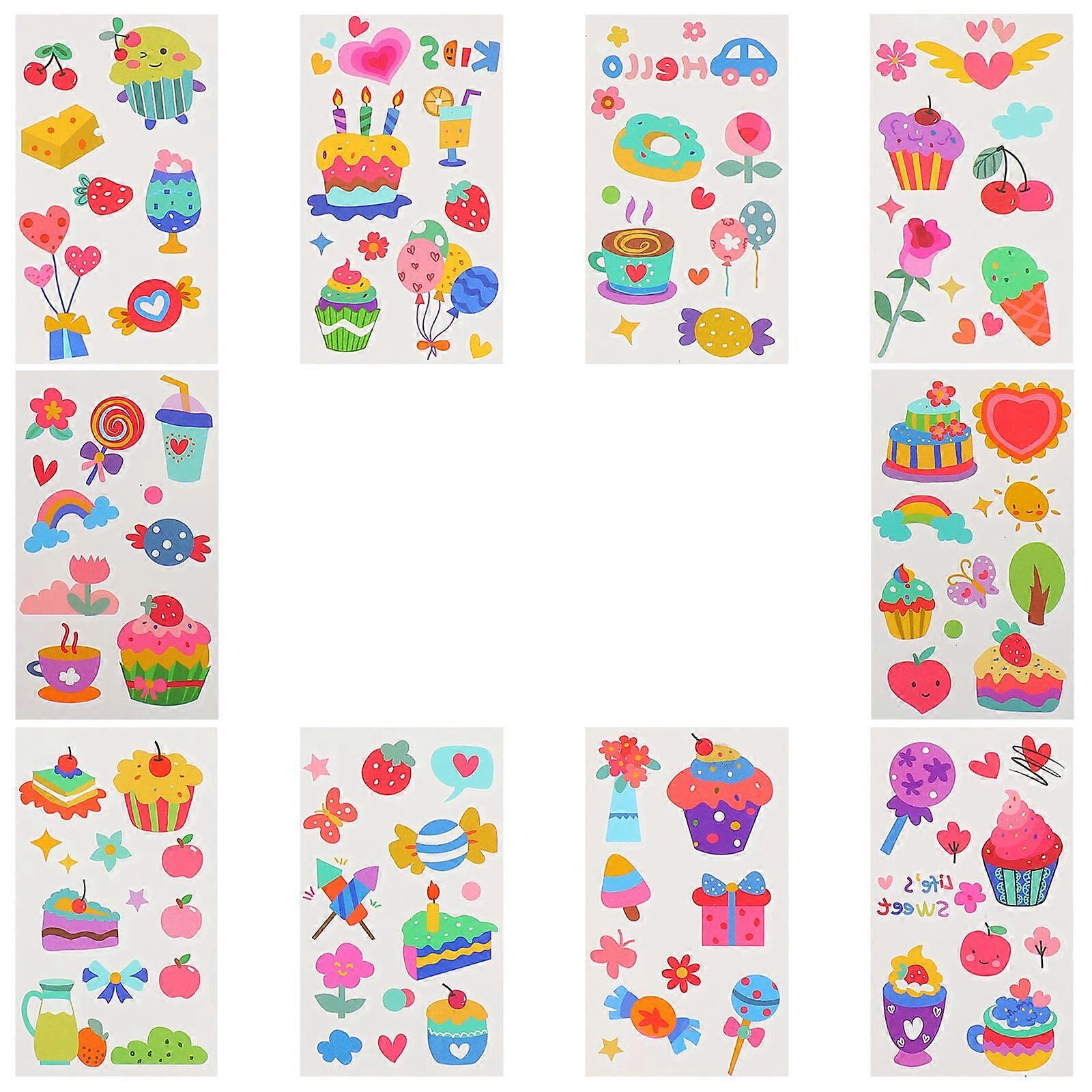 Cartoon Face Sticker Temporary Tattoo For Kids Assorted Color Easy To Apply 100 Sheets