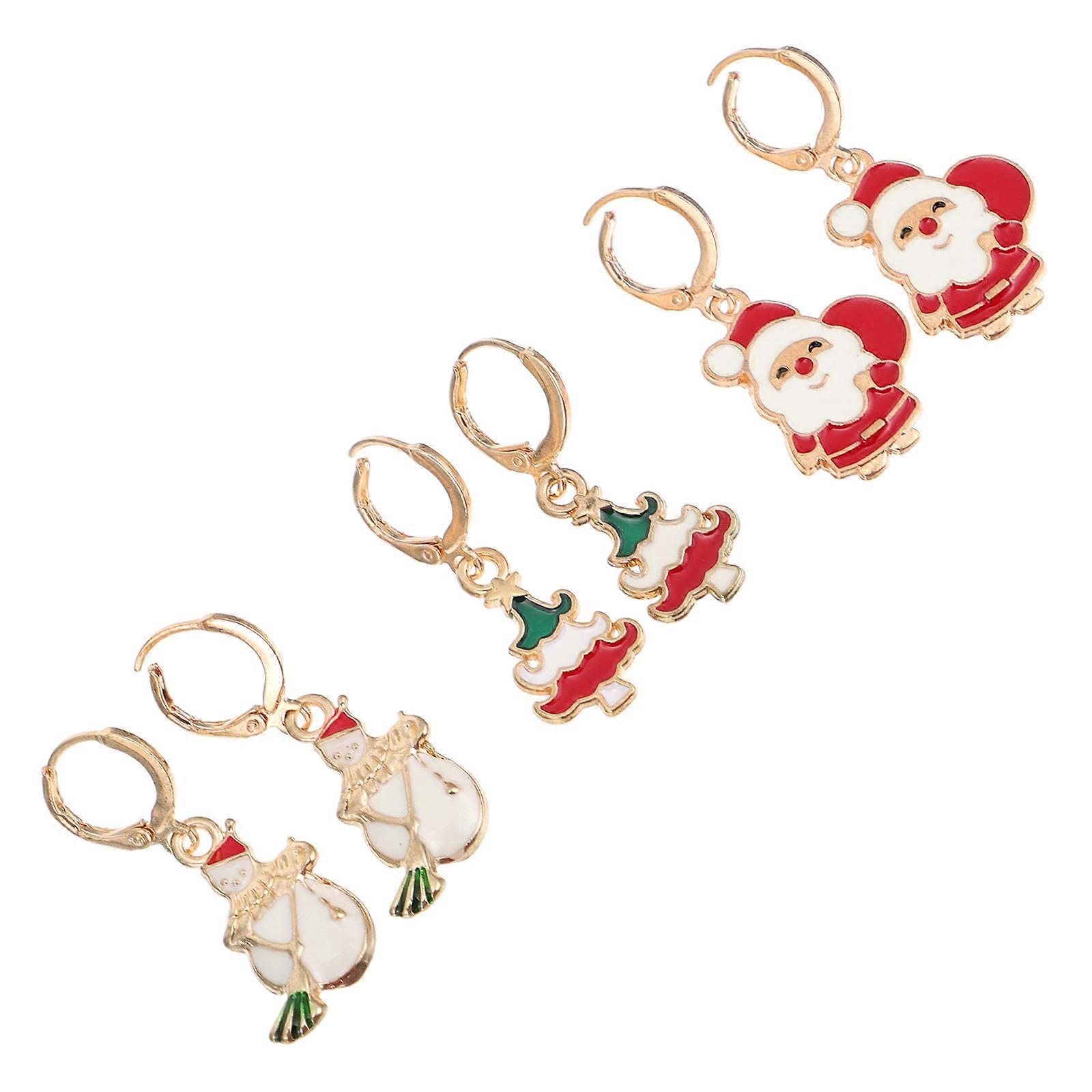 Χριστουγεννιάτικα διακοσμητικά για αυτιά, δημιουργικά κρεμαστά σκουλαρίκια 3 ζευγάρια με χριστουγεννιάτικο σχέδιο