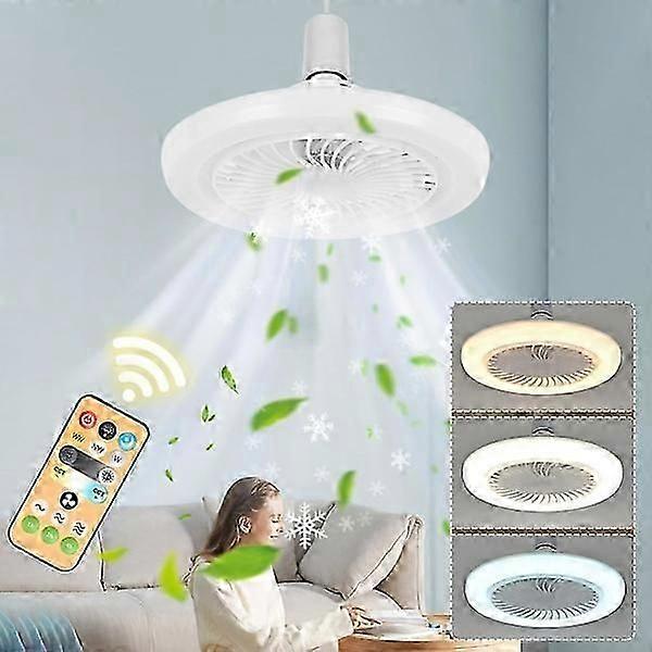 Ceiling Fan with Light for Bedroom - E27 3 Colors Enclosed Ceiling Fans with Remote Control Intelligent Control Eye Protection Dimmable