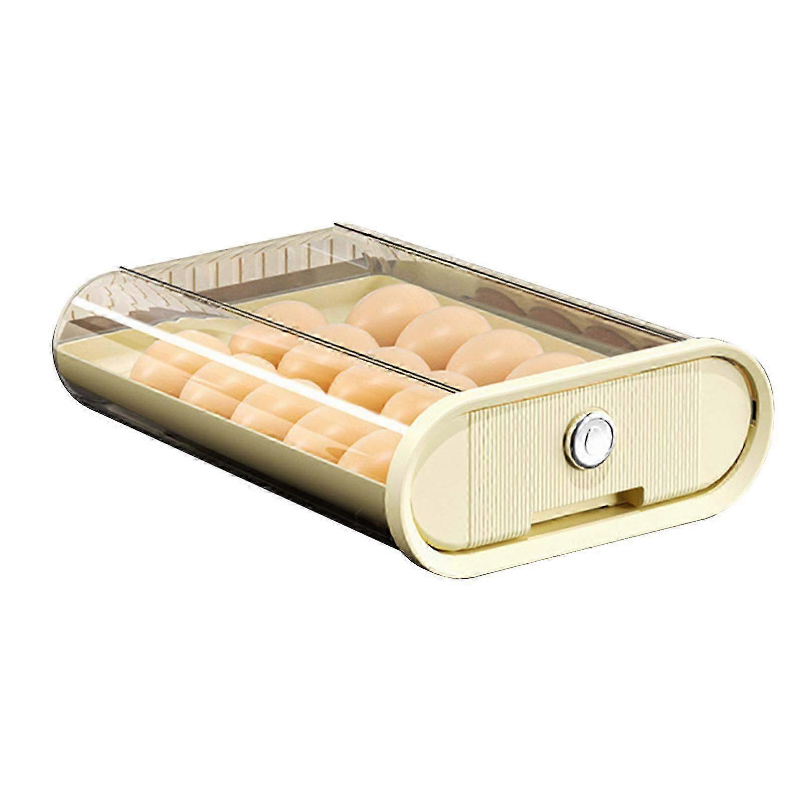 3PCS Stackable Plastic Egg Container for Refrigerator - Auto Rolling Egg Holder Storage Box for Household Organization and Freshness