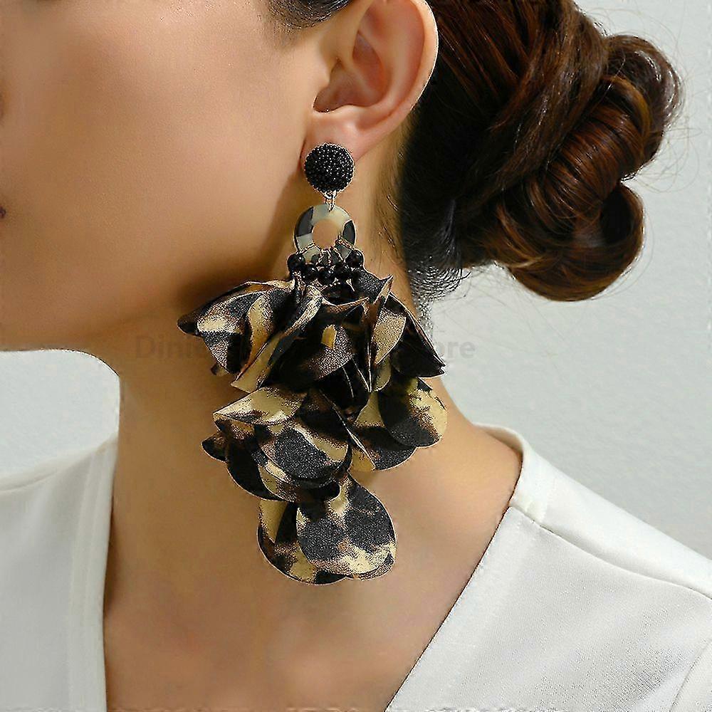 Luxe fait à la main fleur léopard style boucles d’oreilles pour femmes mariage fête bijoux de mode
