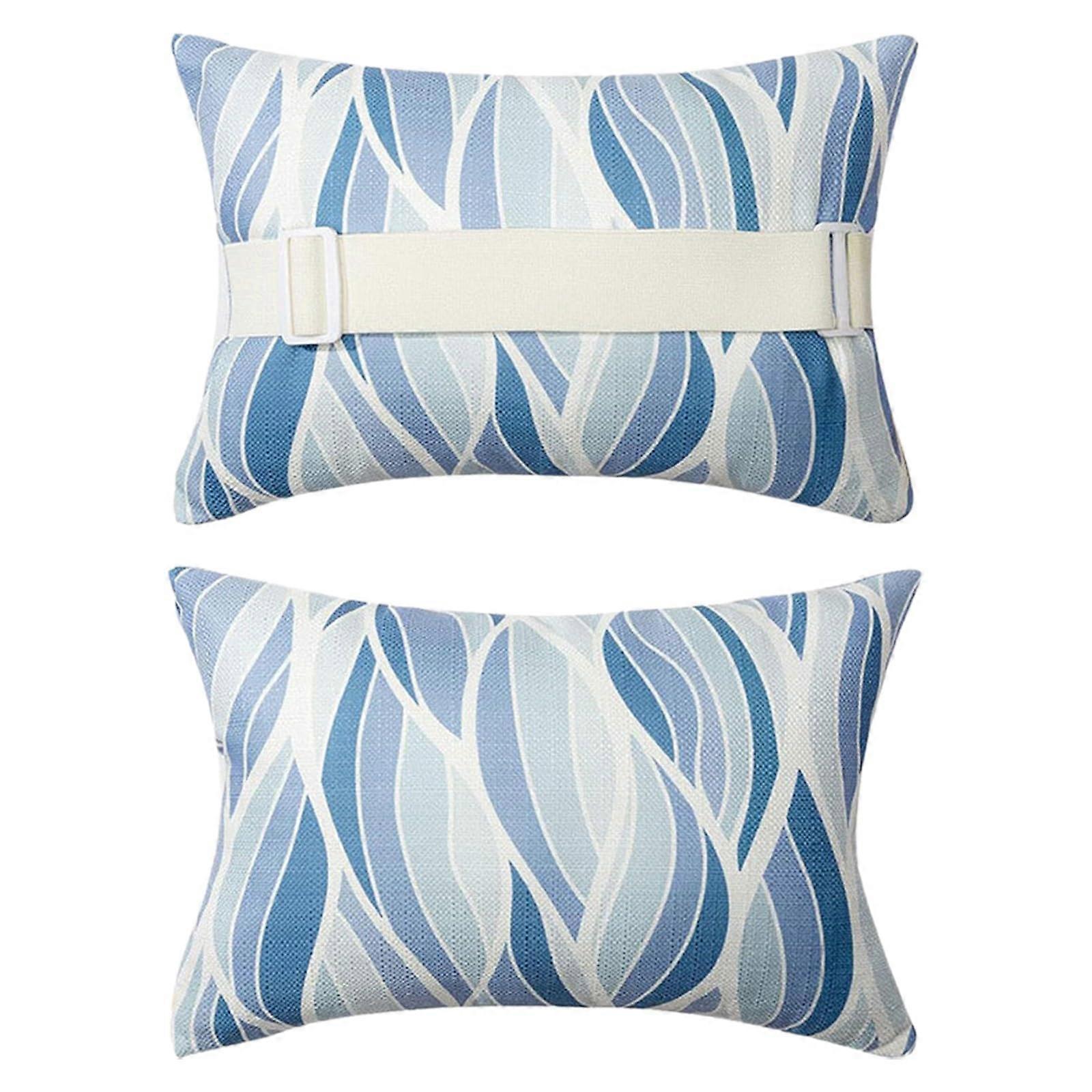 Chaise Head Resting Pillow Blue Outdoor Patio Pillow With Insert Adjustable Elastic Stripe