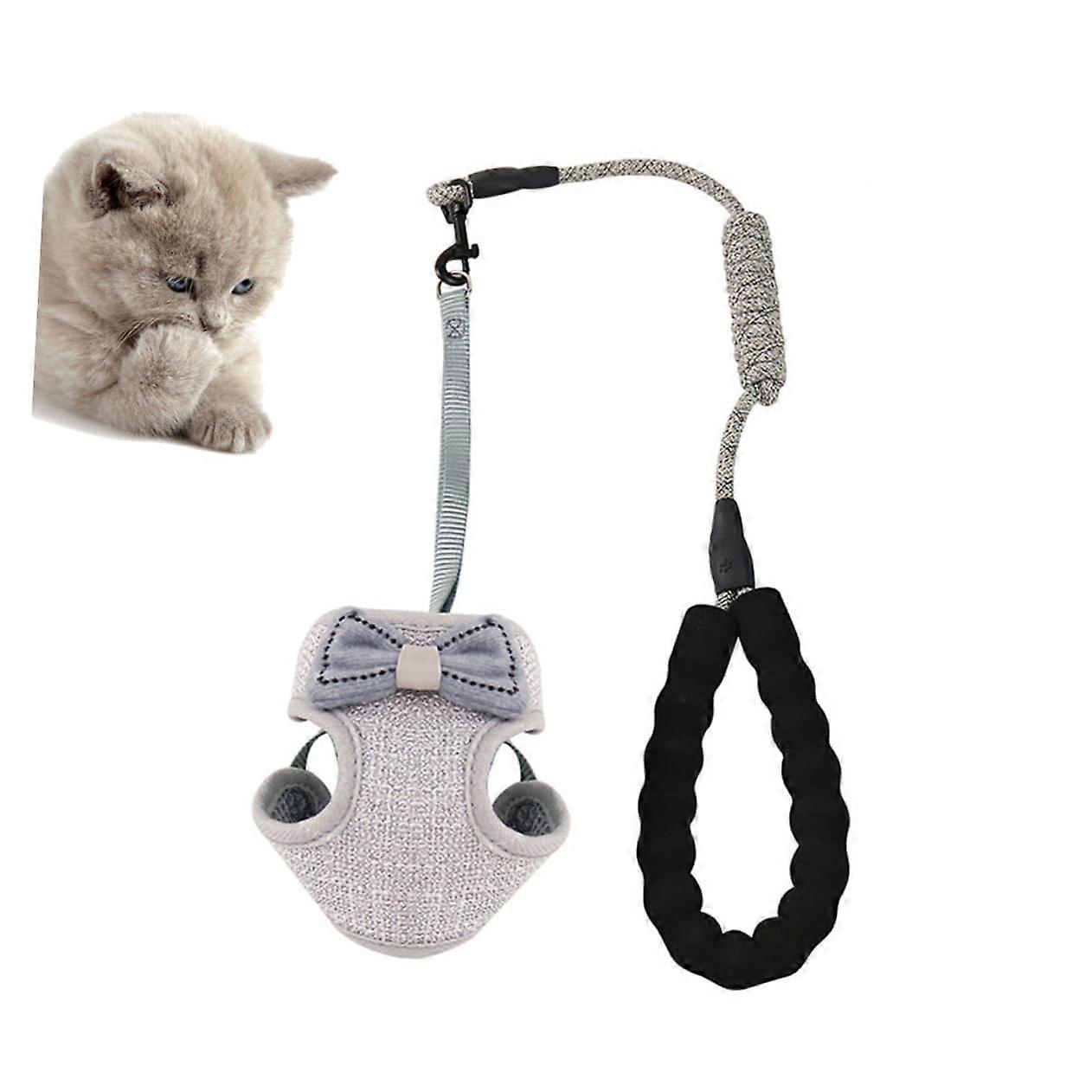 Adjustable Cat Harness With Bowknot Breathable Chest Harness Lightweight Durable Material Fully Adjustable For Cats