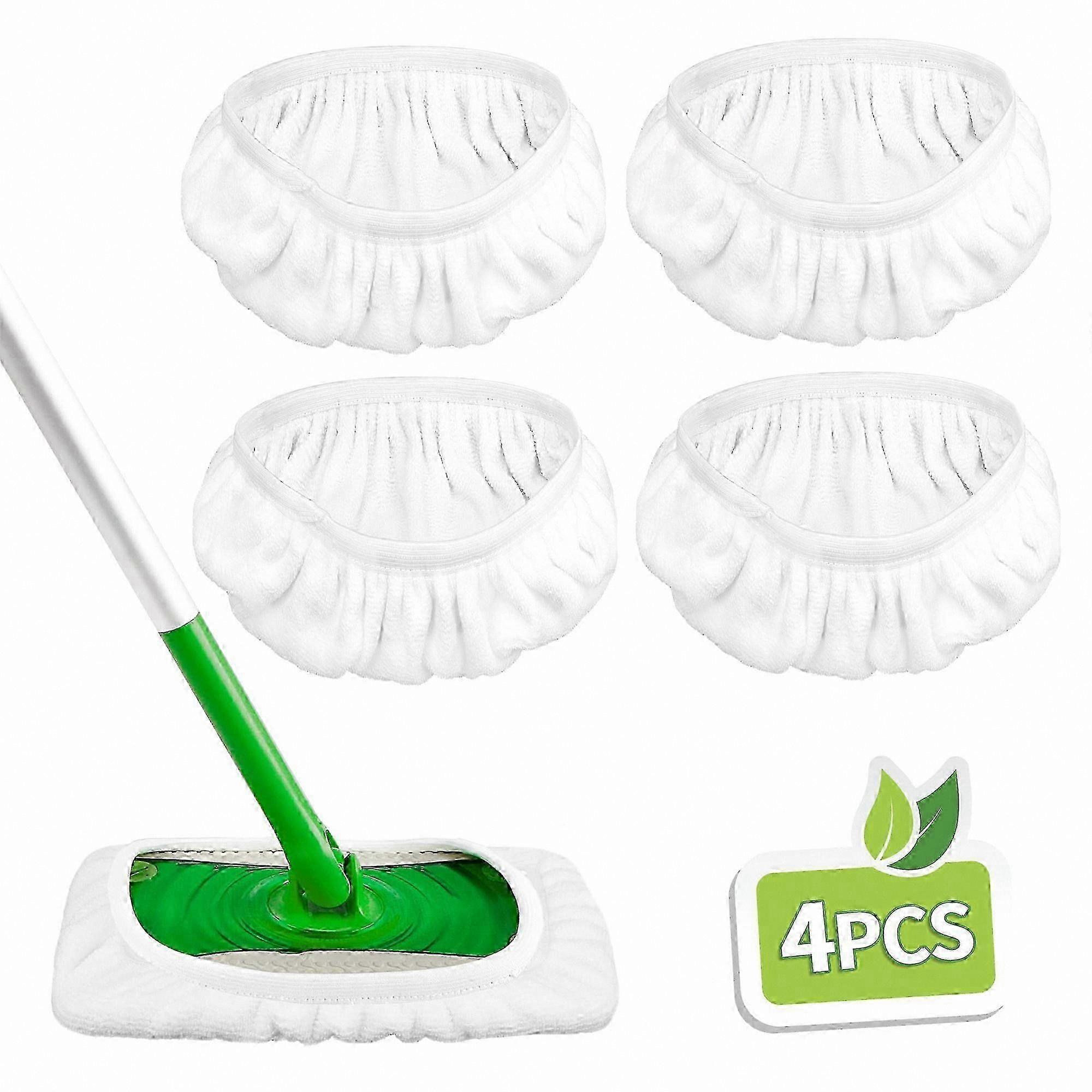 4-Pack Microfiber Cleaning Pads Compatible with Floor Sweeper Mops