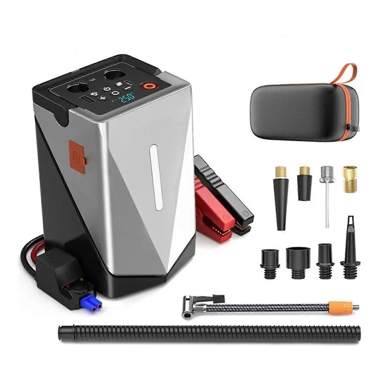 Car Emergency Starter With Air Compressor And LCD Display, Portable 12V Jump Starter, Booster Charger For Cars